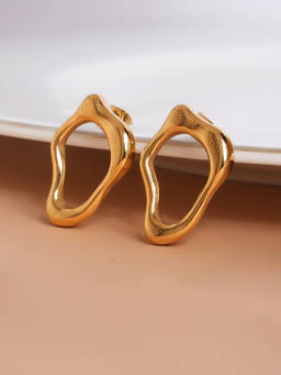 Palmonas - Womens Waterproof and Anti Tarnish Irregular Wave Stud Earrings