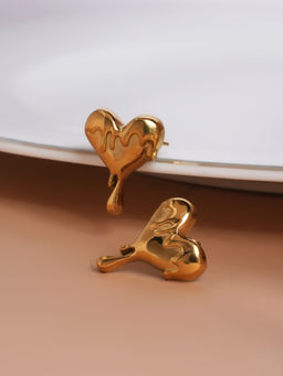 Palmonas - Womens Waterproof and Anti Tarnish Dripping Heart Stud Earrings