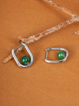 Palmonas - Womens Waterproof and Anti Tarnish Silver U Green Acrylic Hoop Earrings