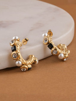 Palmonas - Womens Waterproof and Anti Tarnish Sculpted Lumina Hoop Earrings