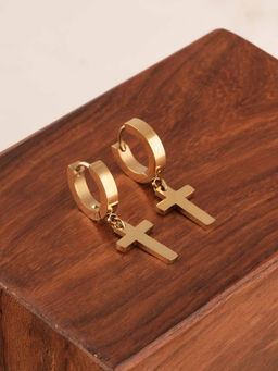 Palmonas - Womens Waterproof and Anti Tarnish Faithful Cross Drop Earrings