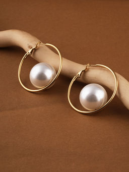 Palmonas - Womens Waterproof and Anti Tarnish Large Lumina Pearl Hoop Earrings