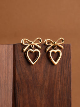 Palmonas - Womens Waterproof and Anti Tarnish Nora Bow Heart Stud Earrings