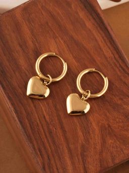 Palmonas - Womens Waterproof and Anti Tarnish Classic Golden Heart Hoop Earrings