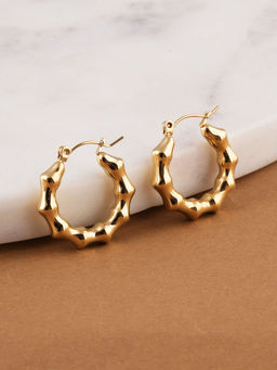 Palmonas - Womens Waterproof and Anti Tarnish Bamboo Statement Hoop Earrings