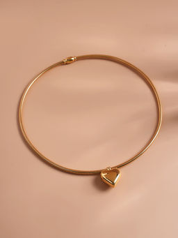 Palmonas - Waterproof and Anti-Tarnish Gold Omega Chain with Heart Necklace