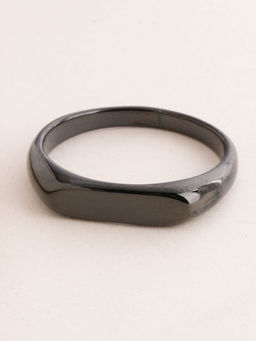 Palmonas - Womens Waterproof and Anti-Tarnish Modern Geometric Black Ring