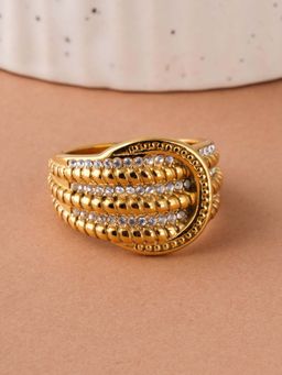 Palmonas - Womens Waterproof Crystal Embellished Gold Statement Rings
