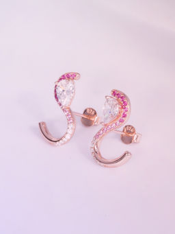 Palmonas - Womens 925 Sterling Silver Crimson Swan 925 Rose Gold Stud Earrings