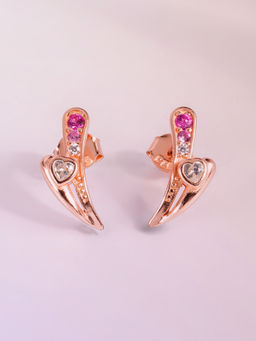 Palmonas - Womens 925 Sterling Silver Bladerose Spark 925 Rose Gold Stud Earrings