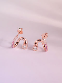 Palmonas - Womens 925 Sterling Silver Aura Flow 925 Rose Gold Stud Earrings