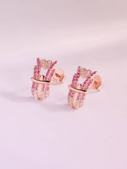 Palmonas - Womens 925 Sterling Silver Ethereal Fade Rose Gold Stud Earrings