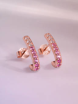 Palmonas - Womens 925 Sterling Silver Petaline Glow 925 Rose Gold Stud Earrings