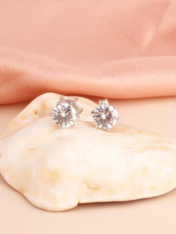 Palmonas - Womens Waterproof 925 Sterling Silver Six Prong Solitaire Stud Earrings