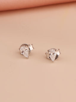 Palmonas - Womens 925 Sterling Silver Pear Shaped Diamond Stud Earrings