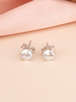 Palmonas - Womens 925 Sterling Silver Classic Floral Diamond Stud Earrings