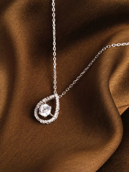 Palmonas - Womens 925 Sterling Silver Diamond Dewdrop Pendant Necklace