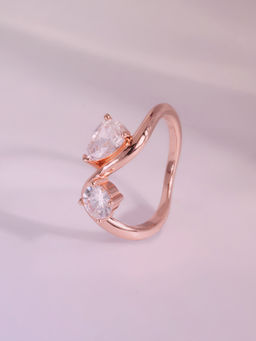 Palmonas - Womens 925 Sterling Silver You and me Rose Gold Ring (5)