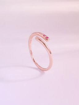 Palmonas - Womens 925 Sterling Silver Rosy Drift Rose Gold Ring - Adjustable