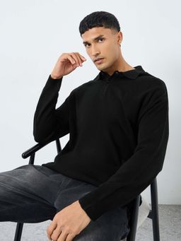 Styli - Men Black Smart Relaxed Sweater