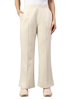 Cantabil - Women Ivory Solid Casual Trouser