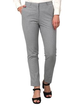 Cantabil - Grey Solid Non-Pleated Formal Trouser for Women
