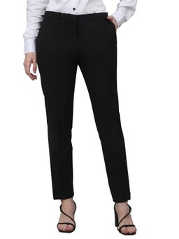 Cantabil - Women Black Solid Non-Pleated Formal Trouser