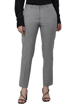 Cantabil - Women Grey Solid Non-Pleated Formal Trouser
