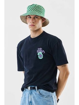 Snitch - Black Half Sleeves Oversized Casual T-Shirt for Men