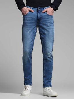 Jack & Jones - Blue Solid Slim Fit Jeans