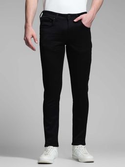Jack & Jones - Black Solid Slim Fit Jeans