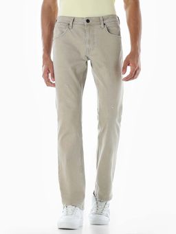 Jack & Jones - Beige Solid Regular Fit Jeans