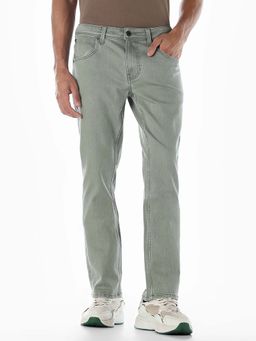 Jack & Jones - Green Solid Regular Fit Jeans