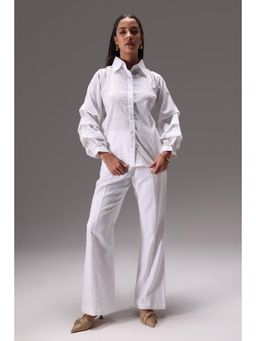 Obleka - White Ruffle Cotton Linen Shirt & Cotton Duck Pant
