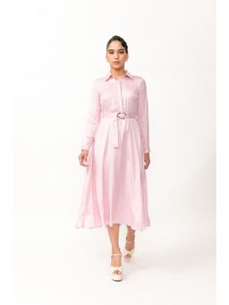 Contemponari - The Keepsake Pink Shirt Dress with Belt
