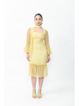 Contemponari - Yellow Chiffon Dress with Scarf