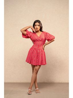 DEASHA INDIA - Aahi Red Gingham Short Dress