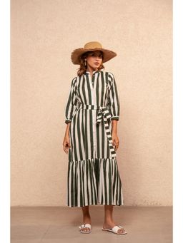 DEASHA INDIA - Alice Green Striped Shirt Dress with Belt