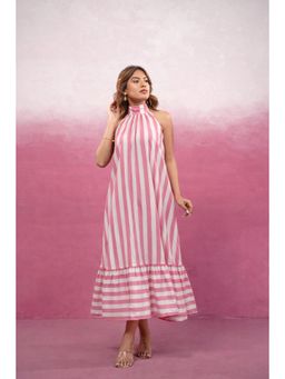 DEASHA INDIA - Asmi Pink Striped Midi Dress