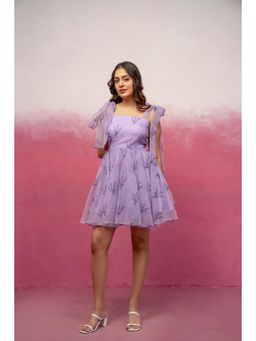 DEASHA INDIA - Ena Lavender Floral Organza Short Flared Dress