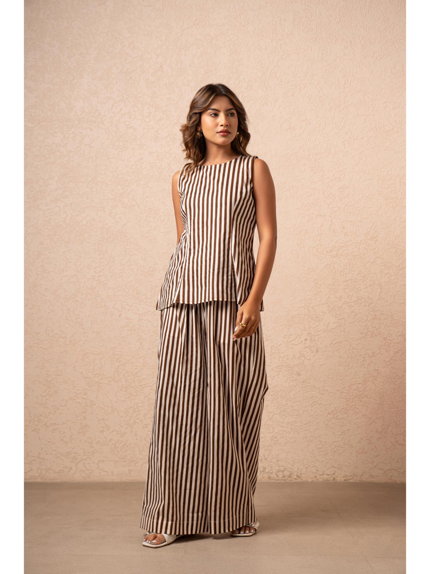 deasha india Kate Brown Striped Co-Ord Set-picture-14