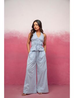 DEASHA INDIA - Nyla Halter Neck Blue Striped Co-Ord Set