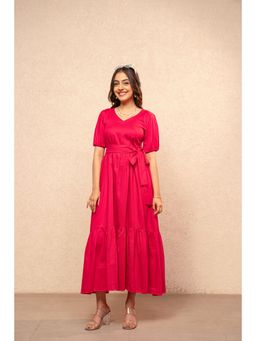 DEASHA INDIA - Sira Pink Midi Dress with Belt