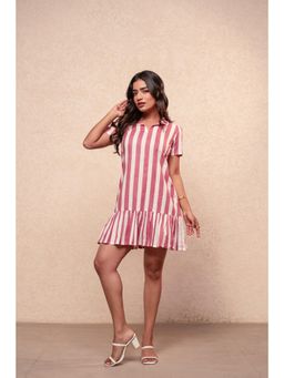 DEASHA INDIA - Veya Pink Striped Short Dress