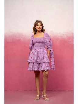 DEASHA INDIA - Visha Purple Printed Short Ruffled Dress