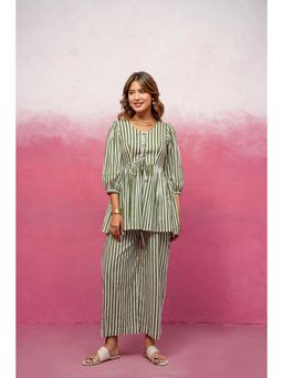 DEASHA INDIA - Yaavi Green Striped Co-Ord Set
