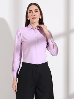 FITHUB - Womens Opaque Regular Sleeves Solid Shirt Style Top
