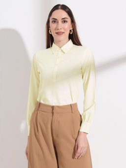 FITHUB - Womens Opaque Regular Sleeves Solid Shirt Style Top