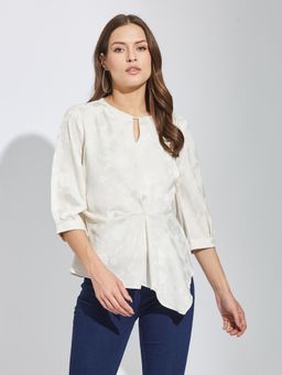Latin Quarters - Women Ivory Printed Casual Top
