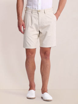 U.S. POLO ASSN. - Beige Straight Cotton Linen Shorts